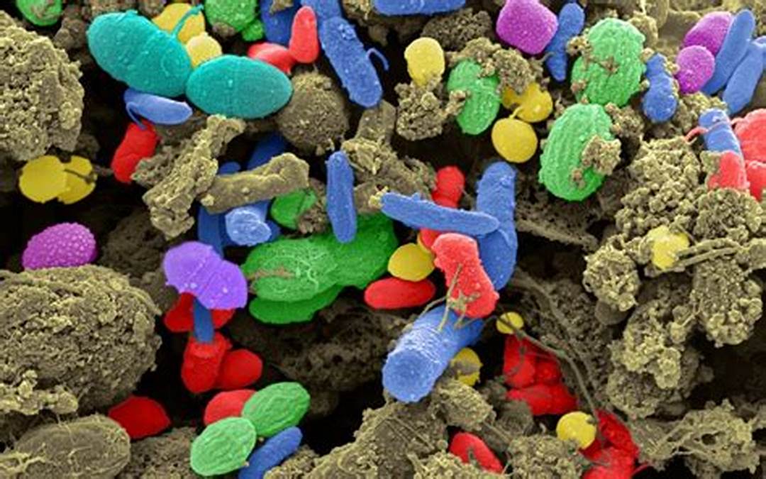 Image of microscopic organisms. The overlay text is clickable and will take you to the the Research pages for the Soil Microbiology and Biogeochemistry faculty members.